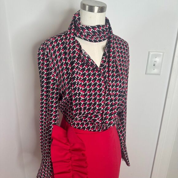 Equipment graphic houndstooth print blouse - Picture 1 of 9